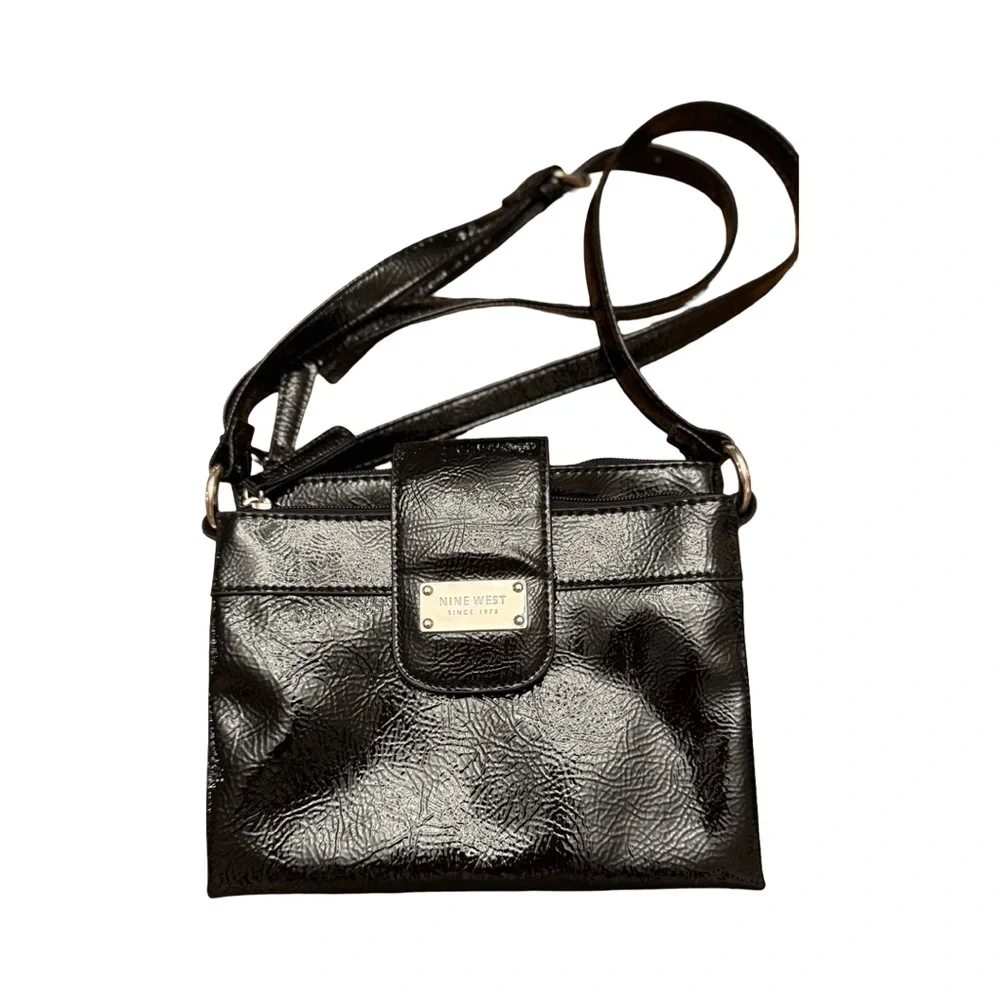 Nine West Shiny Black Crossbody Bag
